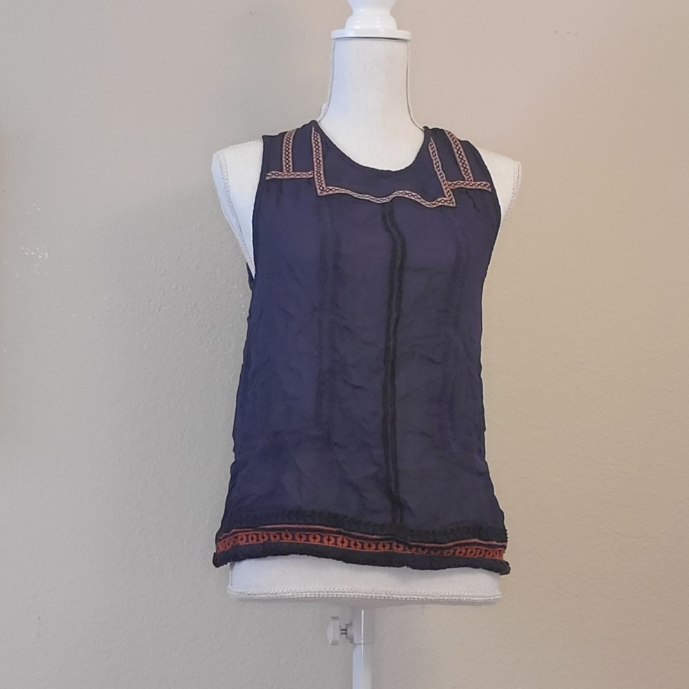Hinge blue pink green red sheer tank top S
